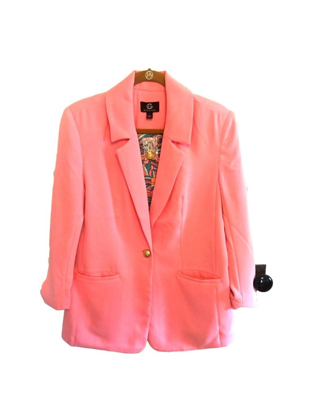 G by Giuliana Girlfriend Blazer Pink Beauty Bio Size Small 3/4 Ruched Sleeves